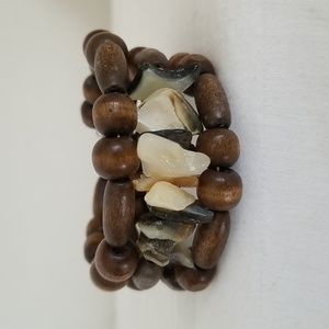 Vintage Wood Shell Spiral Bracelet